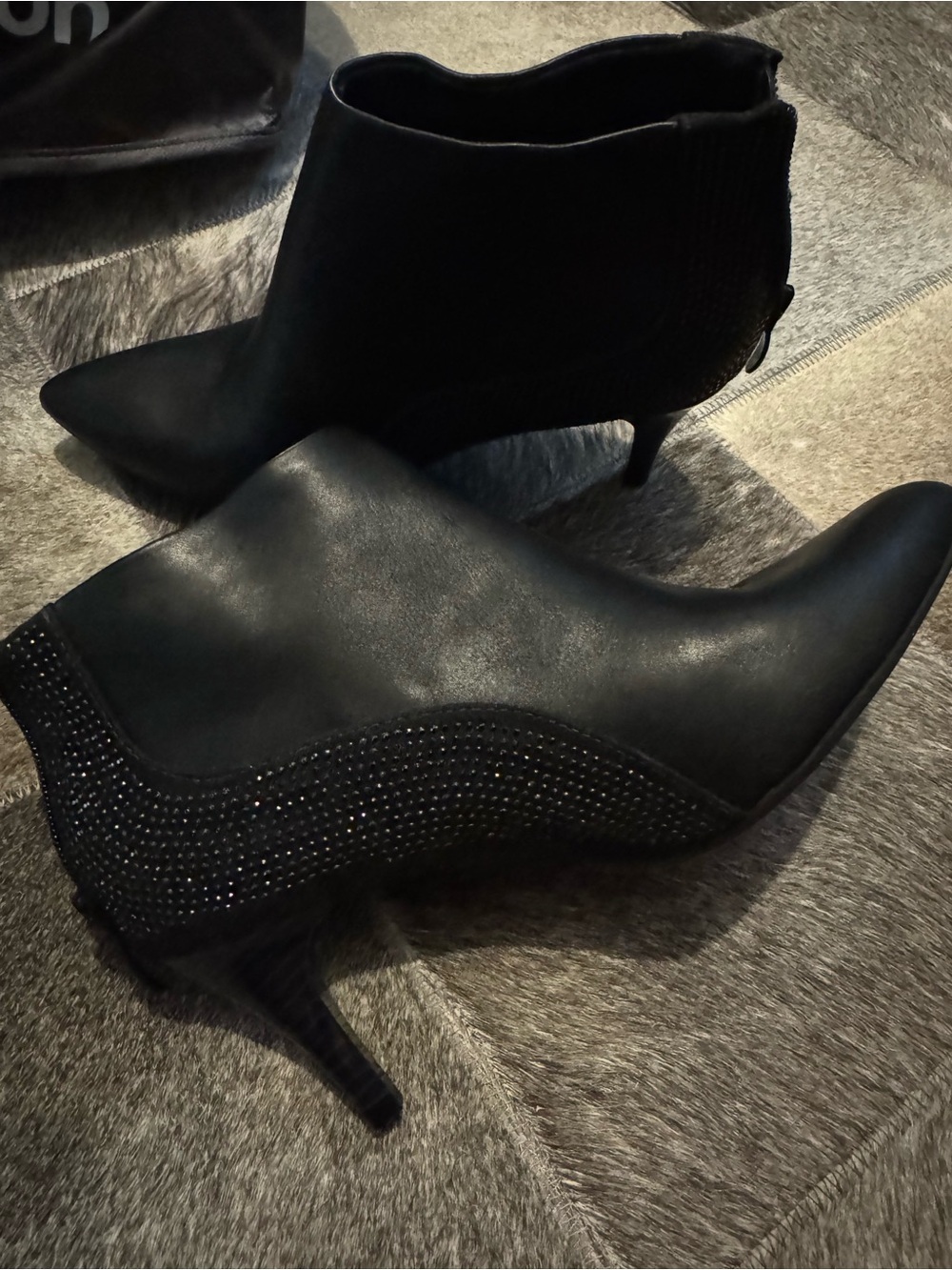 Piccadilly Women's Black Embellished Pointed-Toe Ankle Boots